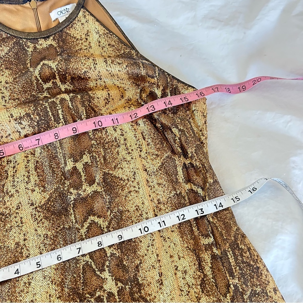 Cache Python Sequins Gold Sleeveless Knee Length … - image 7